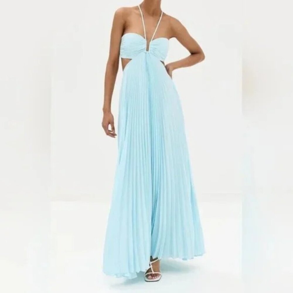 NWOT ！A.L.C. Moira Satin Pleated Maxi Dress